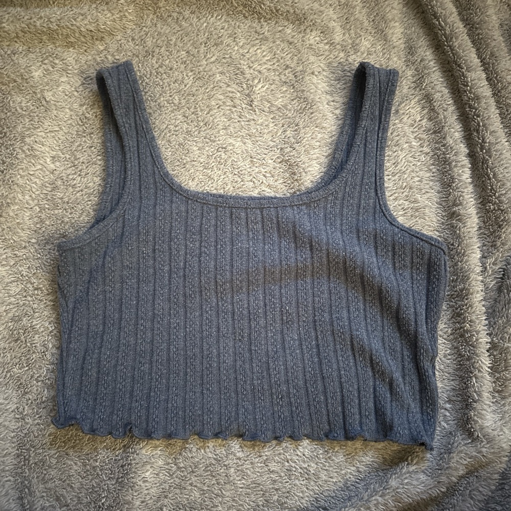 Gray Ribbed Women's Top